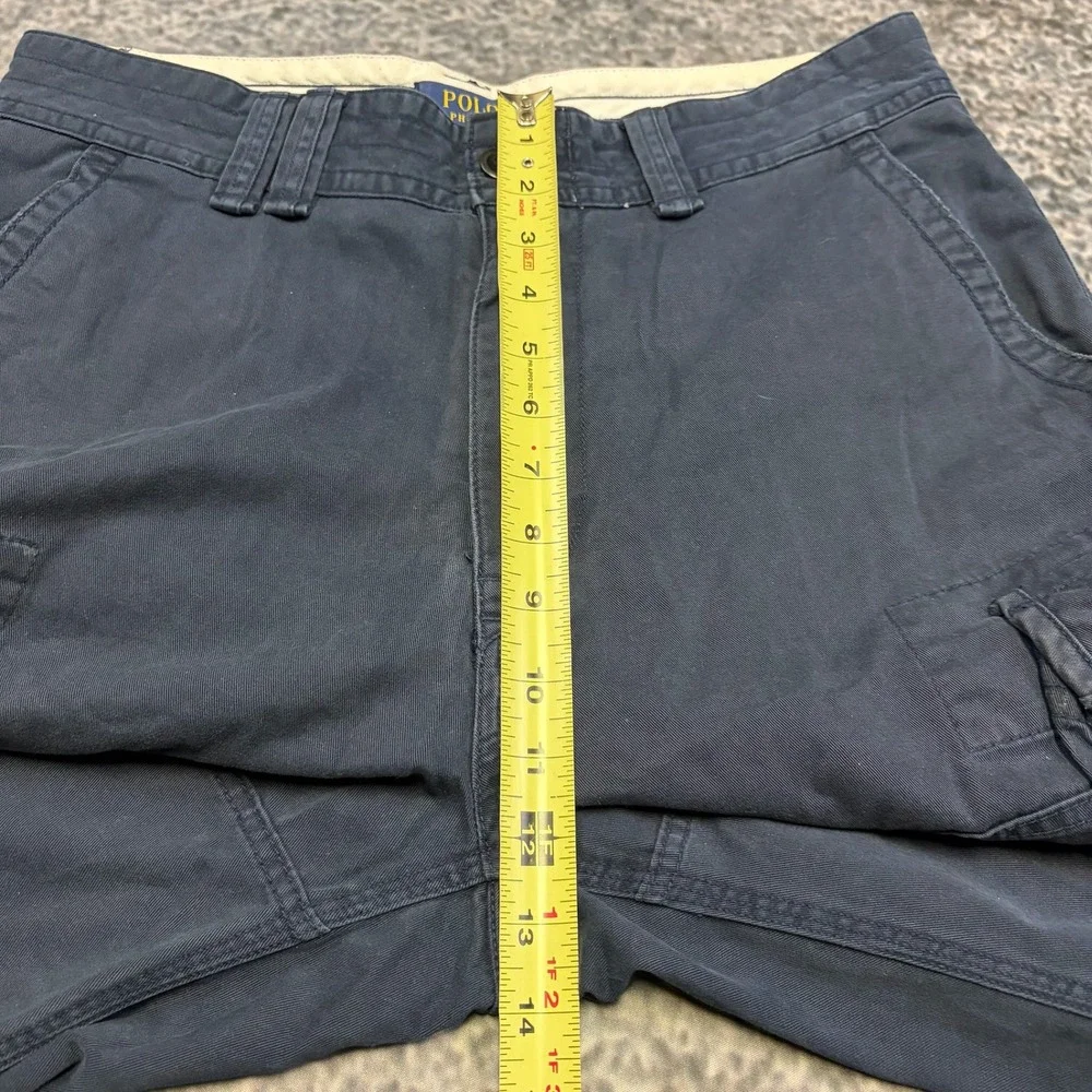 Vintage Polo Ralph Lauren Cargo Shorts Mens 33 Navy Blue Twill Classic Utility